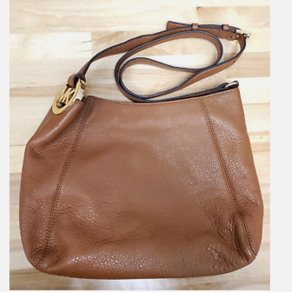 Michael Kors Carmel Brown Pebble Leather Shoulder Bag Purse